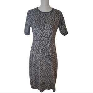 Calvin Klein grey animal leopard print knit dress size medium M